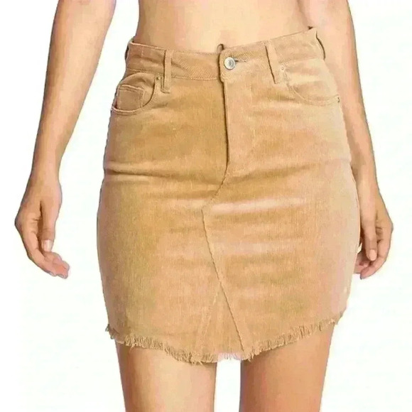 Corduroy Distressed Hem Mini Skirt - Picture 1 of 4